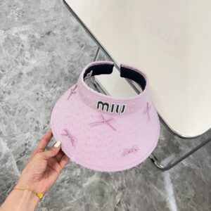 【AT1705】💛防塵バッグ付き 【MIUMIUミュウミュウ】2024夏新作バタフライリボンキュートサンハット 空底帽子🔅ユニークなデザイン、夏にぴったりの選択肢