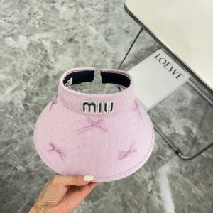 【AT1705】💛防塵バッグ付き 【MIUMIUミュウミュウ】2024夏新作バタフライリボンキュートサンハット 空底帽子🔅ユニークなデザイン、夏にぴったりの選択肢