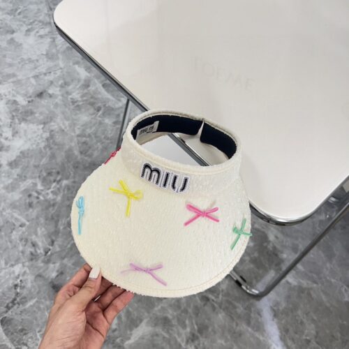 【AT1706】💛防塵バッグつき【MIUMIU】2024夏新作バタフライリボンキュートサンハット🔅ユニークなデザイン、夏の選りすぐり。