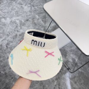 【AT1706】💛防塵バッグつき【MIUMIU】2024夏新作バタフライリボンキュートサンハット🔅ユニークなデザイン、夏の選りすぐり。