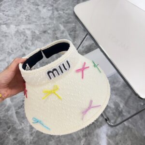 【AT1706】💛防塵バッグつき【MIUMIU】2024夏新作バタフライリボンキュートサンハット🔅ユニークなデザイン、夏の選りすぐり。