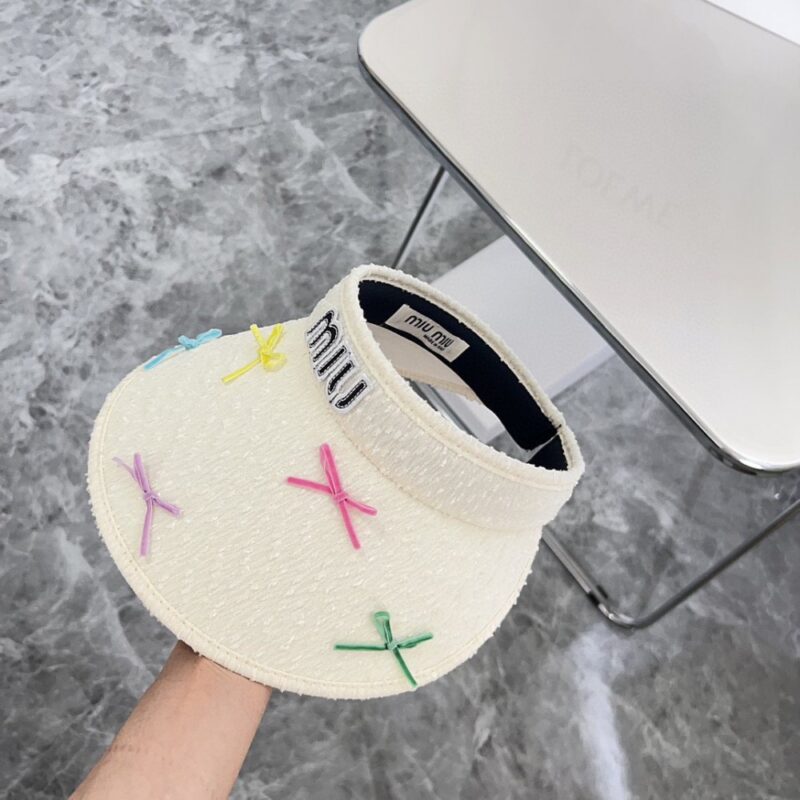 【AT1706】💛防塵バッグつき【MIUMIU】2024夏新作バタフライリボンキュートサンハット🔅ユニークなデザイン、夏の選りすぐり。