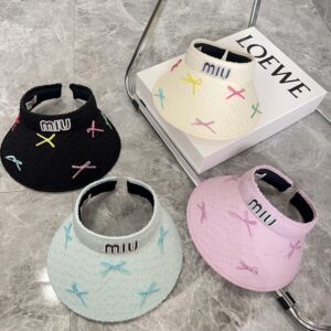【AT1706】💛防塵バッグつき【MIUMIU】2024夏新作バタフライリボンキュートサンハット🔅ユニークなデザイン、夏の選りすぐり。