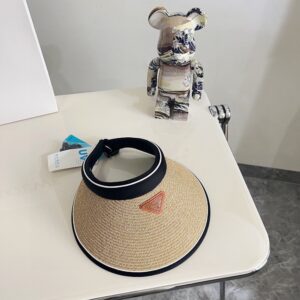 【AT1717】💛 ダストバッグ付き 【PRADAプラダ】2024夏の新作カラーブロック高級編み込みサンハット ～男女兼用～ 日焼け防止 テキスト余分