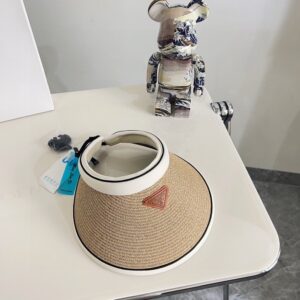 【AT1719】プラダの2024年夏の新作、カラーブロックの高級編み空中帽子～男女兼用～日よけ・UVカット対応💛収納袋付き【プラダ】