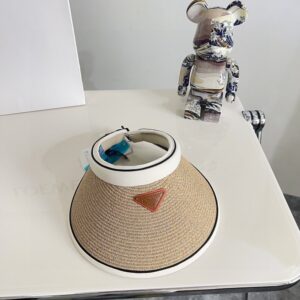 【AT1719】プラダの2024年夏の新作、カラーブロックの高級編み空中帽子～男女兼用～日よけ・UVカット対応💛収納袋付き【プラダ】