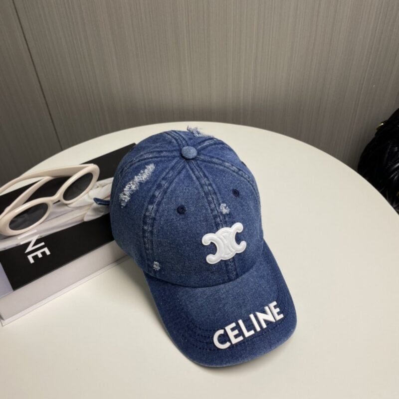 【AT2064】CELINEセリーヌの新しいデニムベースボールキャップ🧢は防塵袋と一緒に。ストリートで着用する必需品で、すぐに手に入れてください！