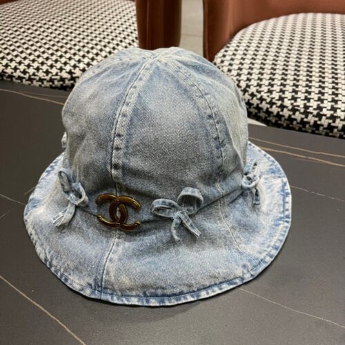 【AT2104】Chanel シャネル2024夏の新作ヨーロピアンアメリカン風蝶々リボンデニムフィッシャーマンハット日焼け防止UVカットサンハット