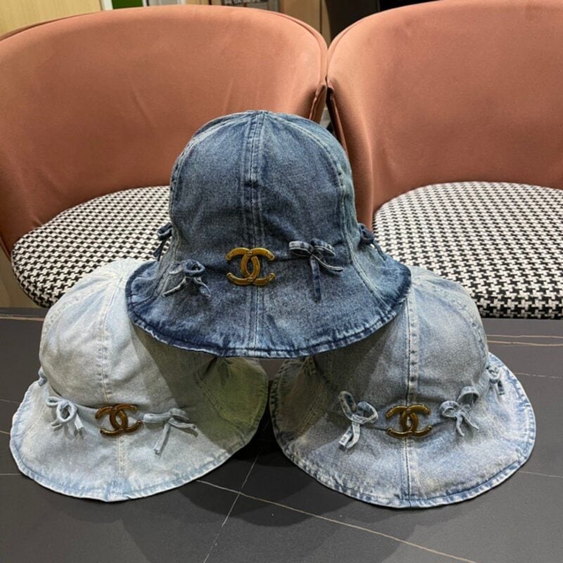 【AT2104】Chanel シャネル2024夏の新作ヨーロピアンアメリカン風蝶々リボンデニムフィッシャーマンハット日焼け防止UVカットサンハット