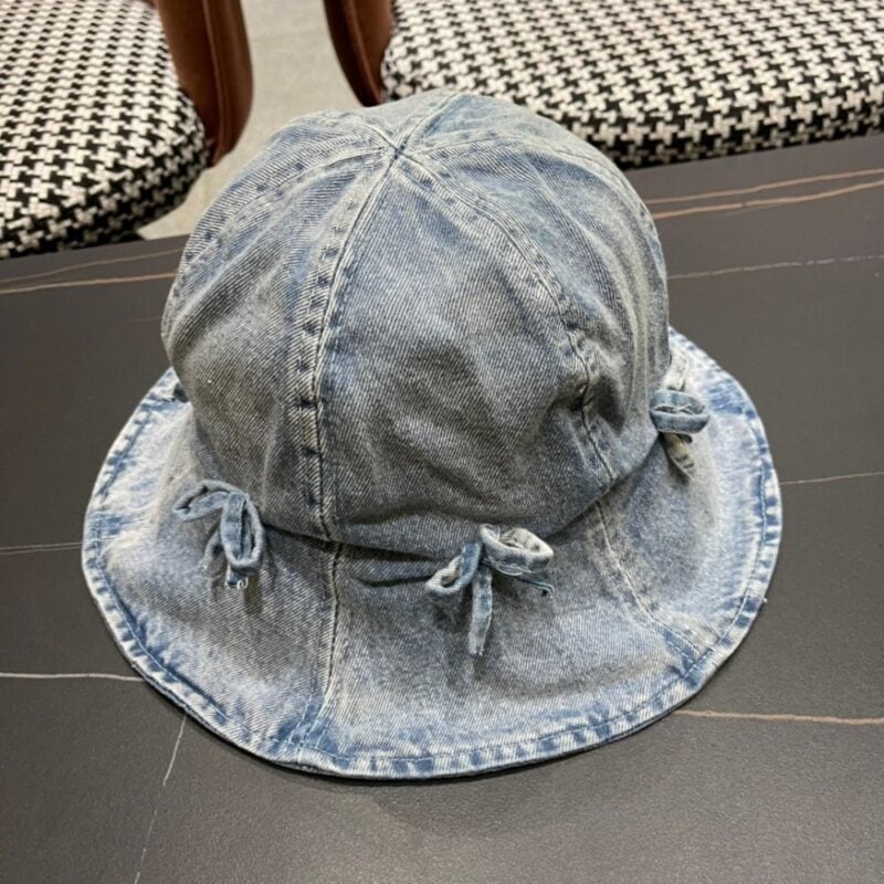【AT2104】Chanel シャネル2024夏の新作ヨーロピアンアメリカン風蝶々リボンデニムフィッシャーマンハット日焼け防止UVカットサンハット