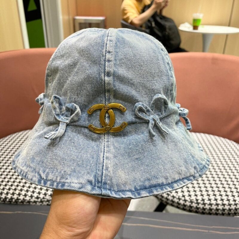 【AT2104】Chanel シャネル2024夏の新作ヨーロピアンアメリカン風蝶々リボンデニムフィッシャーマンハット日焼け防止UVカットサンハット