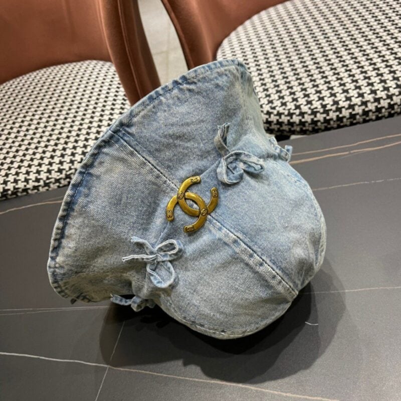 【AT2104】Chanel シャネル2024夏の新作ヨーロピアンアメリカン風蝶々リボンデニムフィッシャーマンハット日焼け防止UVカットサンハット