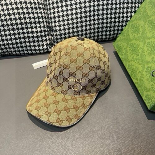 【AT2176】万年のクラシックなデザイン！ボックスと布袋付きのGucciの定番ベースボールキャップ😍😍。キャンバスと上質な牛革を使用し、軽量で通気性があります！実物撮影、四季を通して男女問わずお使いいただけます。基本的な頭囲は56cmで、パッチが調節可能です。