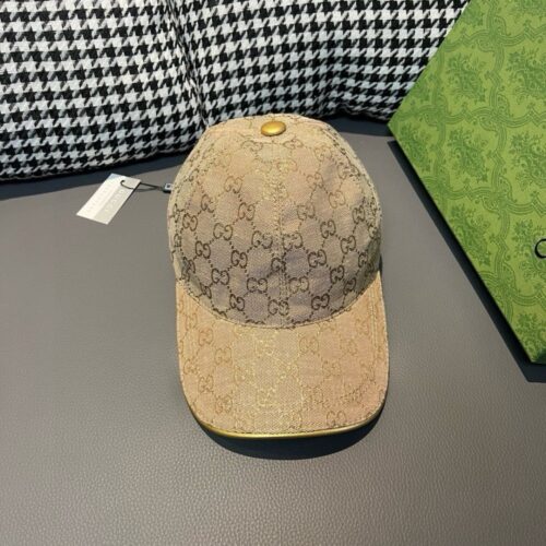 【AT2198】ギフトボックスと布袋付き、Gucciのクラシックな野球帽😍😍ゴールドロゴ。キャンバス地+上質な牛革製、純綿裏地、軽量で通気性があります！実物撮影、四季に合わせて男女問わずお使いいただけます。ベーシックな頭囲56、パッチで調節可能です。