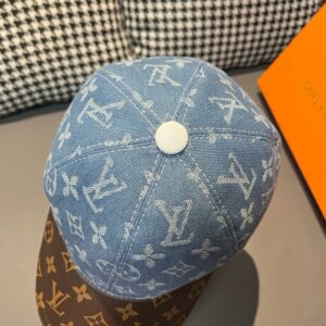 【AT2210】LV (Louis Vuitton) ボックス包装付き布製袋 LV(ルイ・ヴィトン)の新しいベースボールキャップ、モノグラム柄、デニム生地+専門店のモノグラム革、細かい仕事が完璧、品質が素晴らしい、基本的な頭囲56、パッチ調整可能。