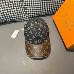 【AT2212】LV (Louis Vuitton) 盒子に入った布袋とLV（ルイ・ヴィトン）の新しい野球帽、モノグラム柄、デニム生地+専門店のモノグラム革、細かい仕上げ、素晴らしい品質、基本的なヘッドサイズ56、ベルクロで調整可能。