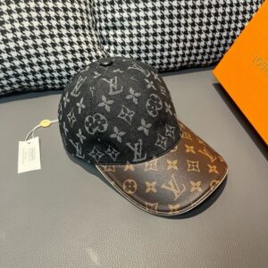 【AT2212】LV (Louis Vuitton) 盒子に入った布袋とLV（ルイ・ヴィトン）の新しい野球帽、モノグラム柄、デニム生地+専門店のモノグラム革、細かい仕上げ、素晴らしい品質、基本的なヘッドサイズ56、ベルクロで調整可能。