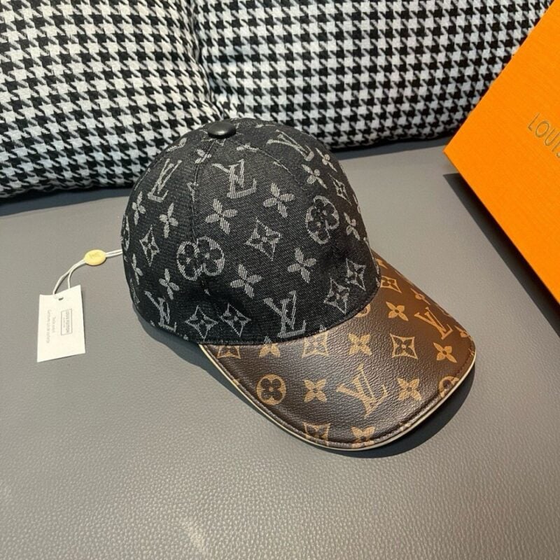 【AT2212】LV (Louis Vuitton) 盒子に入った布袋とLV（ルイ・ヴィトン）の新しい野球帽、モノグラム柄、デニム生地+専門店のモノグラム革、細かい仕上げ、素晴らしい品質、基本的なヘッドサイズ56、ベルクロで調整可能。
