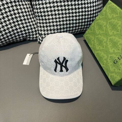 【AT2222】爆発的なフルカラーの入荷 NY＆Gucciコラボレーションキャップ、最新モデル、NYの刺繍、通気性のある帆布+牛革、ディテールは完璧と言える、独占の実物写真、男女兼用。ボックスと布袋が付属し、専門店の公式バージョンの4色が現在販売中です！