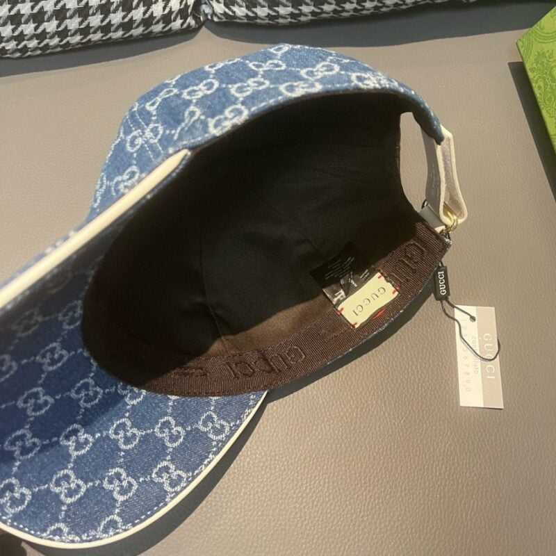 【AT2276】ボックスと布袋のセット、Gucci(グッチ)のクラシックなオリジナル野球帽、ダブルGのデニム刺繍、レトロデザイン！オリジナルデニム生地+最上級の牛革、軽やかで通気性があります！実物撮影、男女兼用、基本の頭囲56、パッチ可調整