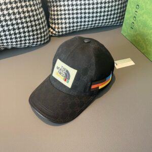 【AT2280】配箱布袋、Gucci（グッチ）の新製品オリジナル野球帽、北面の刺繍！輸入キャンバス+トップグレインレザー、代理購入の人気商品、男女兼用の万能なデザイン、品質抜群！基本的なヘッドサイズは56、パッチは調節可能です。