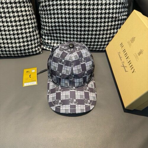 【AT2294】Burberry パッケージング用の布袋、バーバリーのオリジナルベースボールキャップ、チェック柄、シルク生地+上質な牛革、軽量で通気性があります！実物撮影、男女兼用。