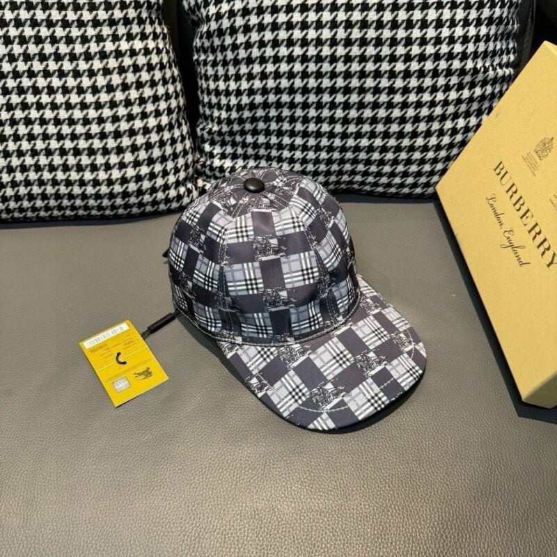 【AT2294】Burberry パッケージング用の布袋、バーバリーのオリジナルベースボールキャップ、チェック柄、シルク生地+上質な牛革、軽量で通気性があります！実物撮影、男女兼用。