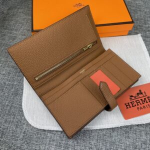 【AT2329】Hermes エルメスのレディース向け新作の単色レザー内側ジッパーポケット付きの縦型財布