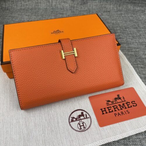 【AT2330】Hermesエルメスレディース新作モノトーンレザーラウンドファスナーポケット縦型財布
