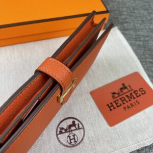 【AT2330】Hermesエルメスレディース新作モノトーンレザーラウンドファスナーポケット縦型財布