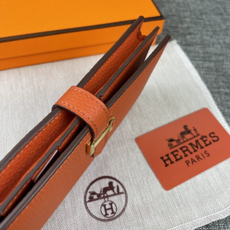 【AT2330】Hermesエルメスレディース新作モノトーンレザーラウンドファスナーポケット縦型財布