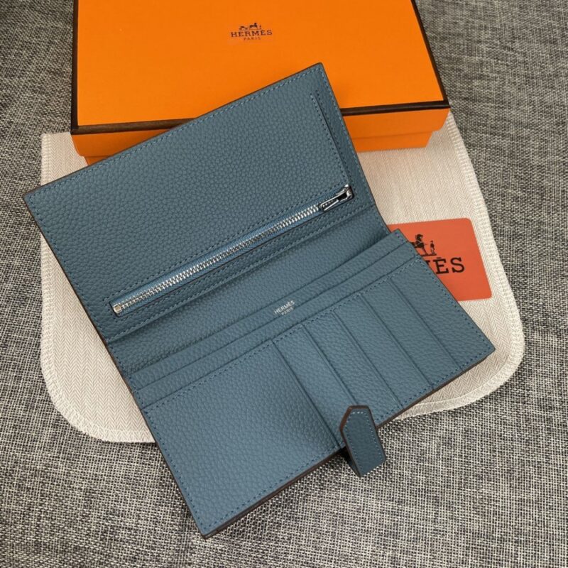 【AT2333】Hermesエルメスレディースの新しい単色のレザー内ポケット付きの縦型財布