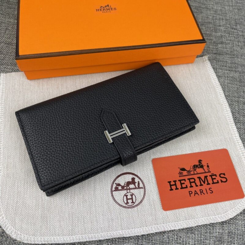 【AT2334】Hermesのエルメスレディース新モデルの単色革製の内側にジッパーポケット付きの縦型財布