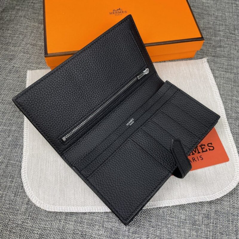 【AT2334】Hermesのエルメスレディース新モデルの単色革製の内側にジッパーポケット付きの縦型財布