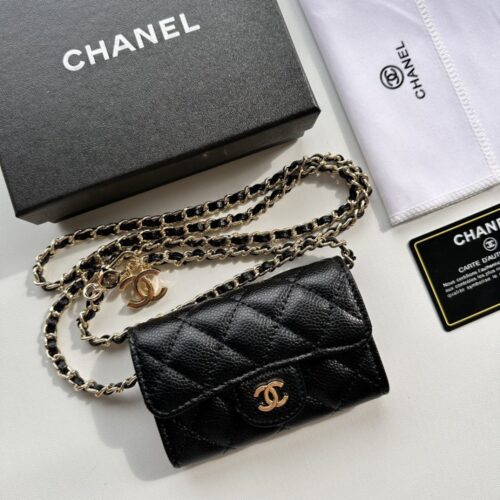 【AT2406】Chanelの新しい小銭入れ👛、キャビアスキンのエンボスレザーレディースバッグ、コンパクトで持ち運びに便利なデザインスタイル、公式ウェブサイトと同期した新作💋