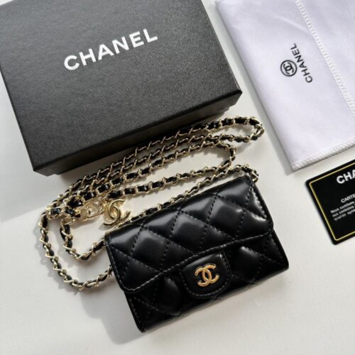 【AT2407】Chanelの新しいコインケース👛　キャビアスキンのエンボスレザー製の女性用バッグ。コンパクトで持ち運びに便利なデザインスタイル。公式ウェブサイトでの最新デザイン💋