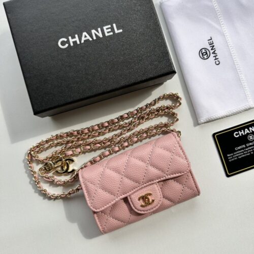 【AT2409】Chanelの新しいコインケース👛 ボックスカーフスキンのフィッシュロウレザーバッグ、コンパクトで持ち運びしやすいデザインスタイル、公式ウェブサイトで新商品と同期💋