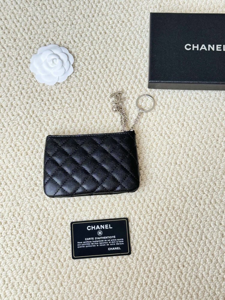 【AT2424】Chanelのカーフスキンキャビアスキンコインパース💦