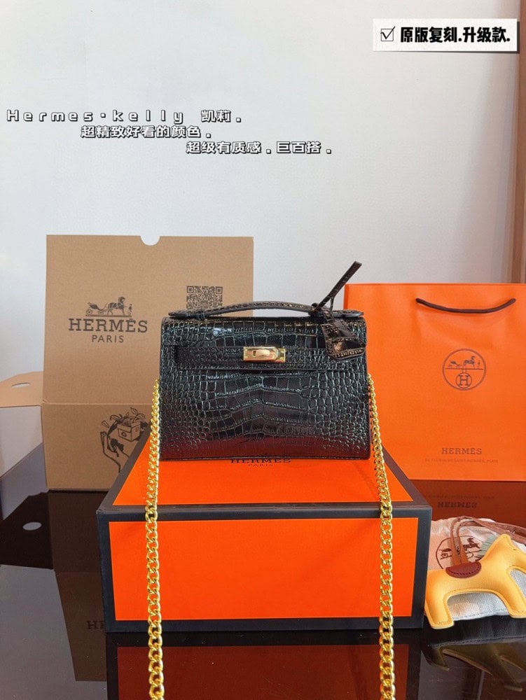 【AT2494】Hermes エルメスのケリーバッグ第1世代（ワニ柄）。本当に素敵です。日常のカジュアルスタイルにぴったりです。