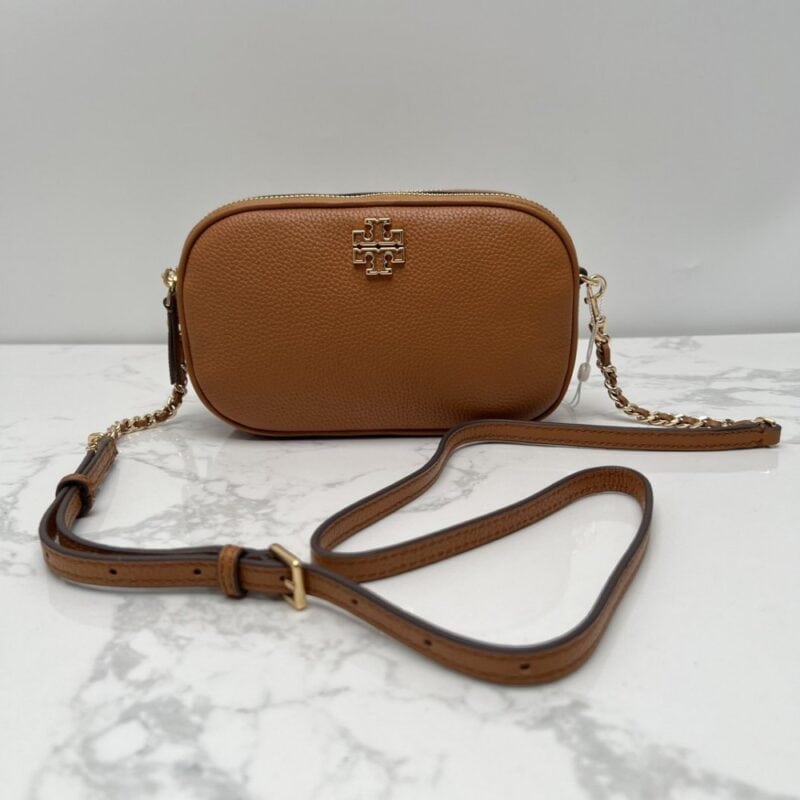 【AT2531】Tory Burchの新しい女性用カメラバッグ、リッチフライトレザー、ショルダーバッグ、斜め掛け小さい丸いバッグ、レザーバッグ、ダブルジッパー。