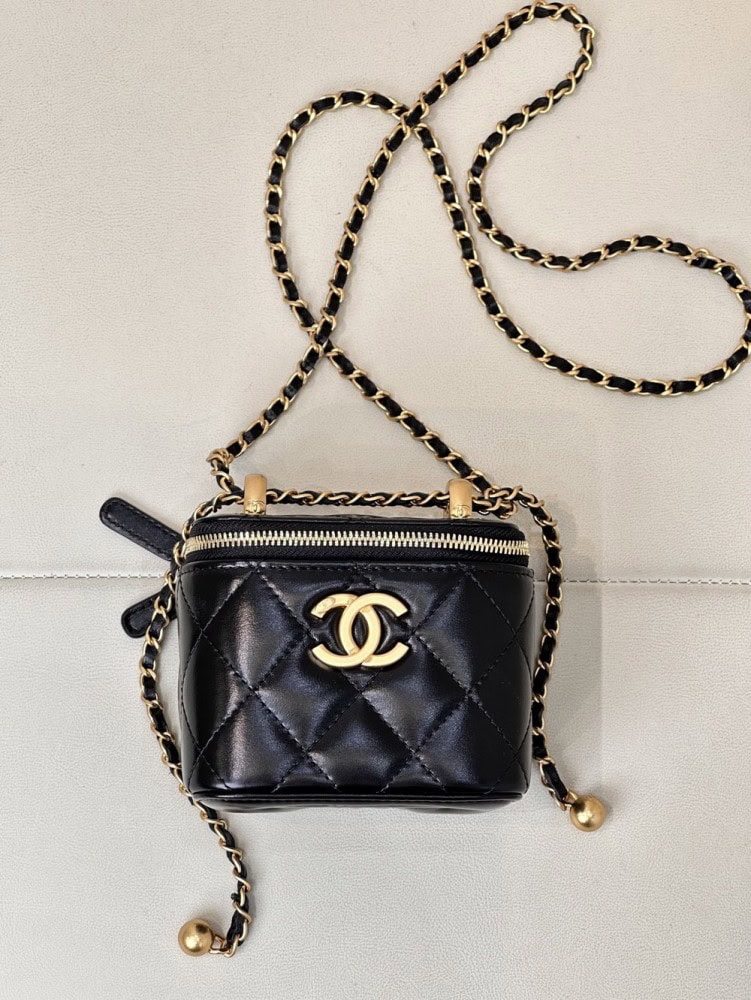 【AT2542】Chanelの黒いミニバッグ、誰がChanelのブラックゴールドを拒否できるでしょうか〜 CHANEL * 24Cダブルゴールドボックスバッグ、実物感がたっぷり！