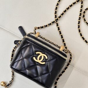 【AT2542】Chanelの黒いミニバッグ、誰がChanelのブラックゴールドを拒否できるでしょうか〜 CHANEL * 24Cダブルゴールドボックスバッグ、実物感がたっぷり！