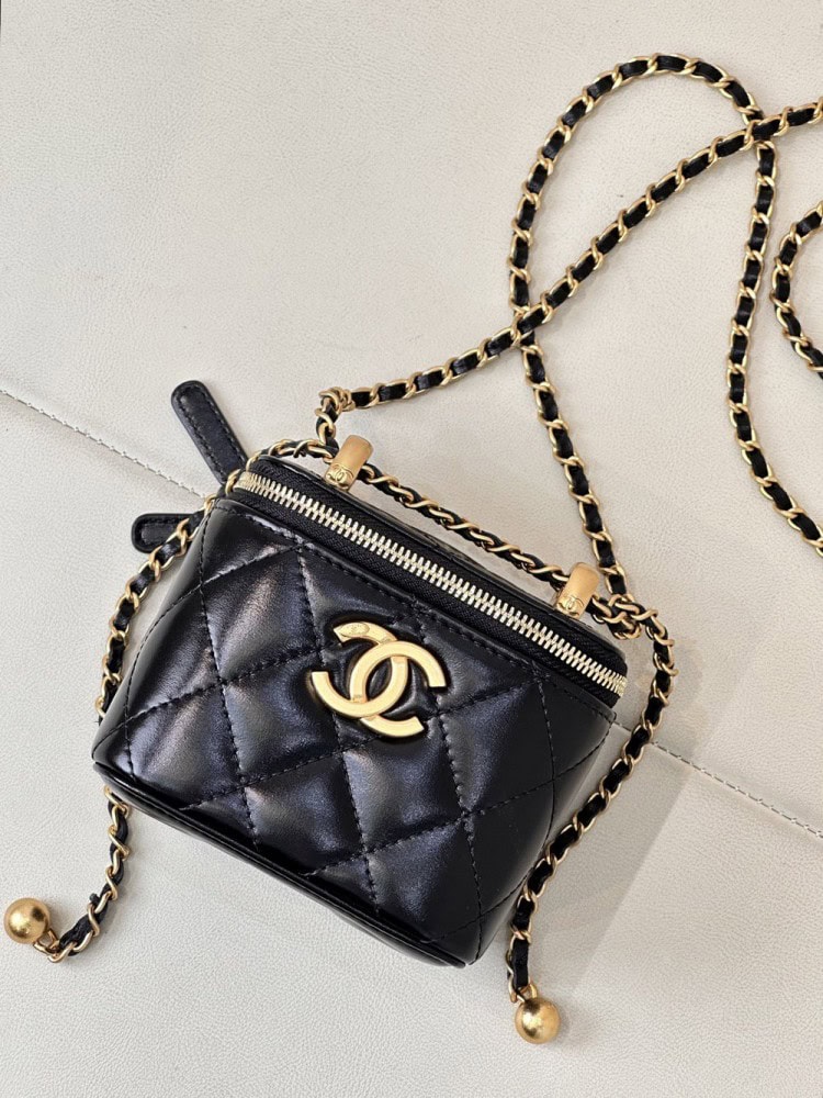 【AT2542】Chanelの黒いミニバッグ、誰がChanelのブラックゴールドを拒否できるでしょうか〜 CHANEL * 24Cダブルゴールドボックスバッグ、実物感がたっぷり！