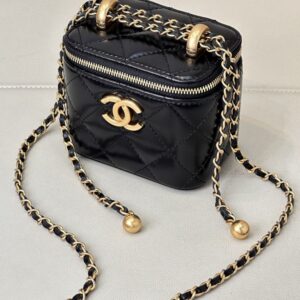 【AT2542】Chanelの黒いミニバッグ、誰がChanelのブラックゴールドを拒否できるでしょうか〜 CHANEL * 24Cダブルゴールドボックスバッグ、実物感がたっぷり！