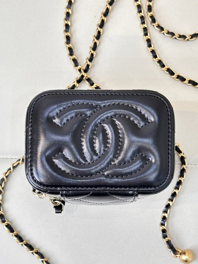 【AT2542】Chanelの黒いミニバッグ、誰がChanelのブラックゴールドを拒否できるでしょうか〜 CHANEL * 24Cダブルゴールドボックスバッグ、実物感がたっぷり！