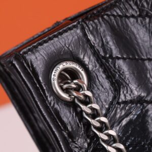 【AT2644】YSL☀️NIKIショッピングバッグ👉 ウェザードヴィンテージワックスレザー💗 ハンドルバッグの装飾レザーカバーYSLイニシャル