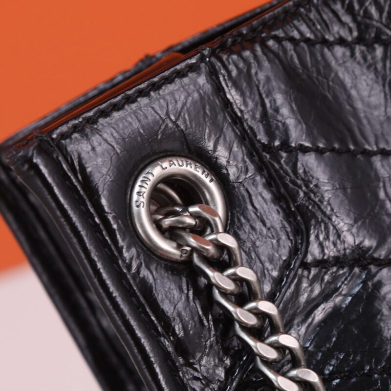 【AT2644】YSL☀️NIKIショッピングバッグ👉 ウェザードヴィンテージワックスレザー💗 ハンドルバッグの装飾レザーカバーYSLイニシャル