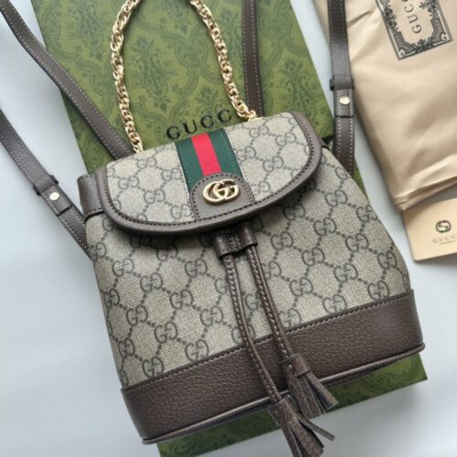 【AT2657】Gucci Ophidiaミニバックパック、GGとレザーのトリム、調節可能なショルダーストラップ
