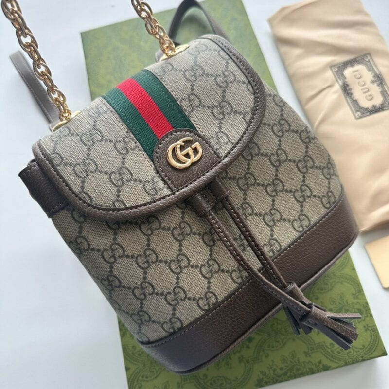 【AT2657】Gucci Ophidiaミニバックパック、GGとレザーのトリム、調節可能なショルダーストラップ
