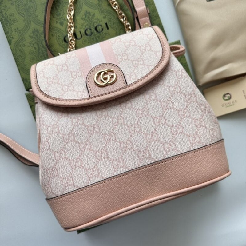 【AT2658】Gucci Ophidiaミニバックパック、GGとレザーボーダー、調節可能なショルダーストラップ